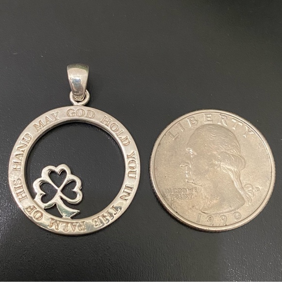 925 LA Sterling Silver Openwork Four Leaf Clover God Inspirational Pendant 5g - Picture 3 of 11